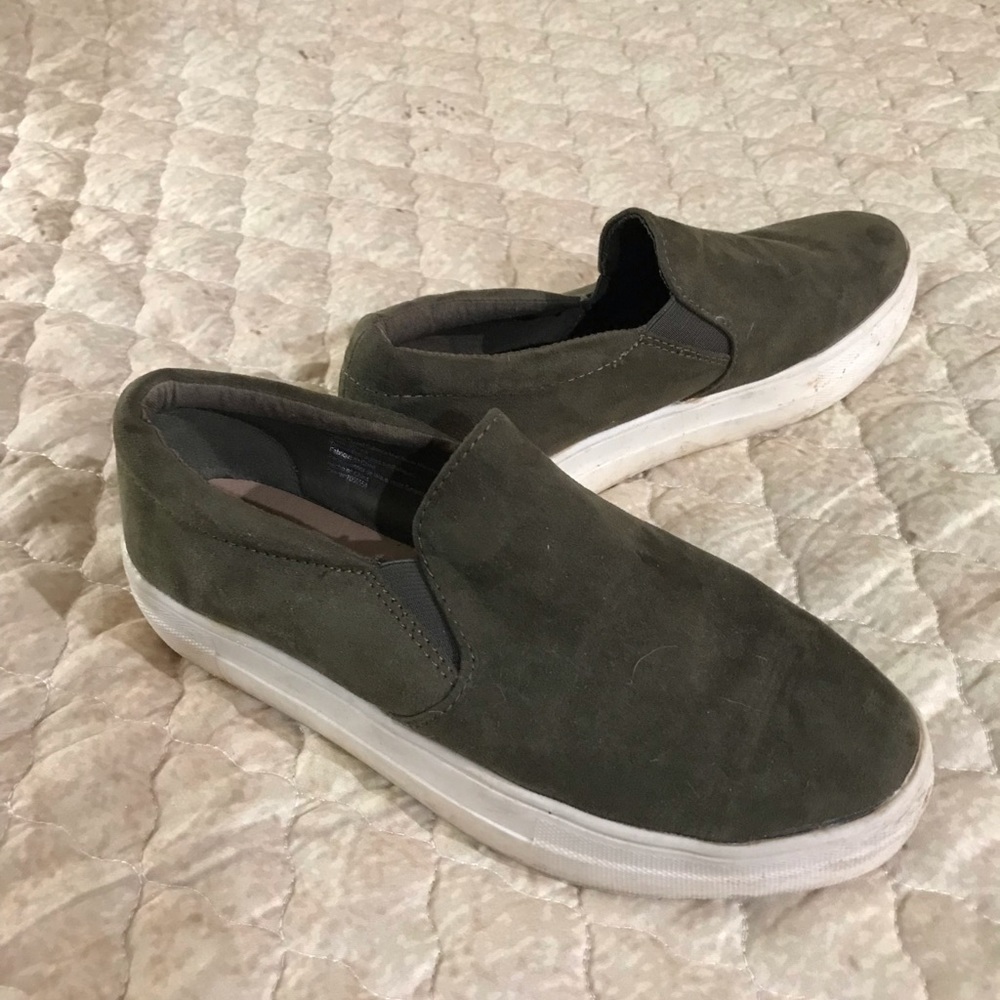 Brash ultra-suede slip ons